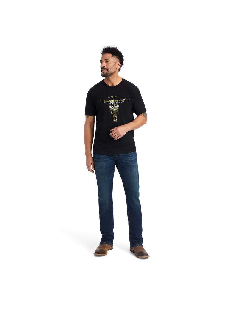 Ariat Blanket Skull T-Shirt Black | AFLPWE-532