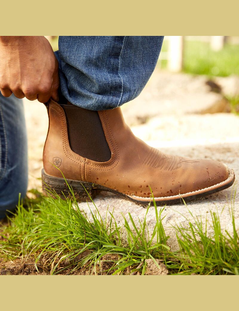 Ariat Booker Ultra Western Boot Distressed Tan | ECWZVU-174