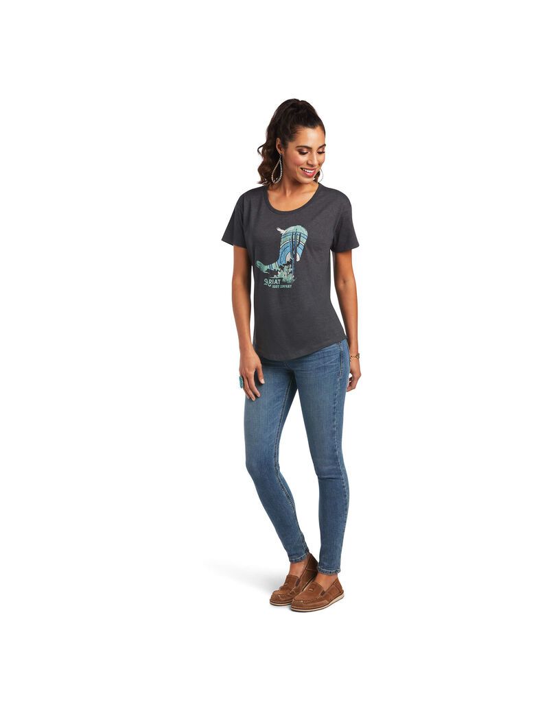 Ariat Boot Co. T-Shirt Charcoal Heather | KNVCLU-912