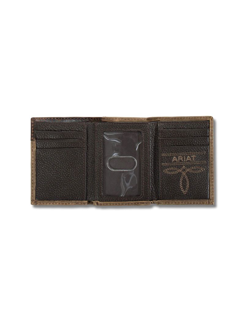 Ariat Boot stitch shield trifold wallet Brown | GYECSD-602