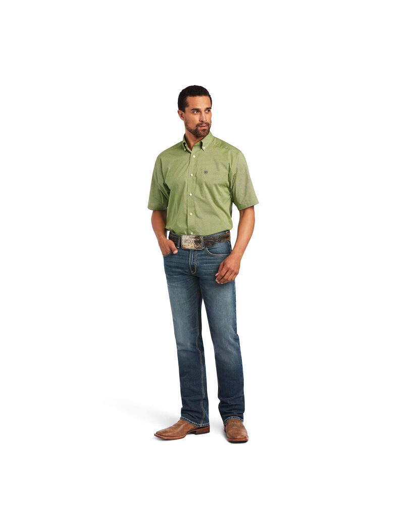 Ariat Branson Stretch Classic Fit Shirt Green Glow | LVXRZG-780