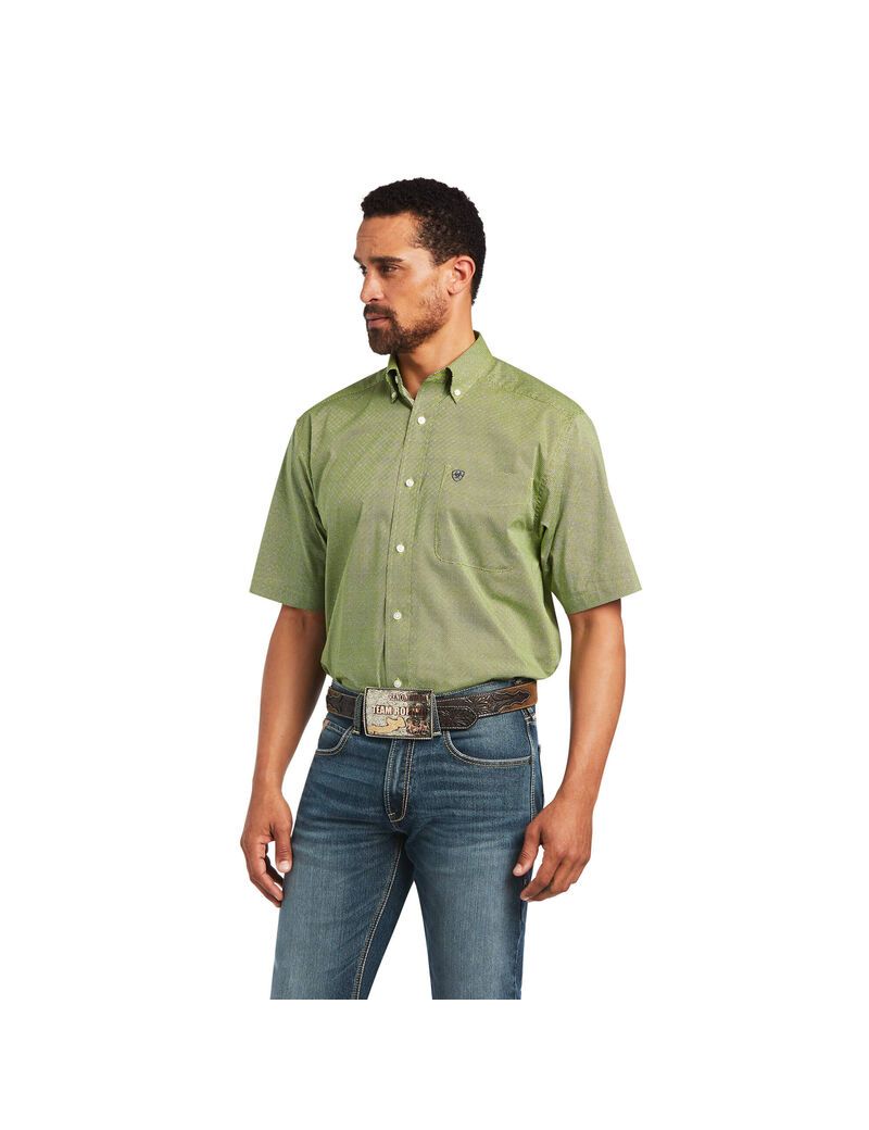 Ariat Branson Stretch Classic Fit Shirt Green Glow | LVXRZG-780