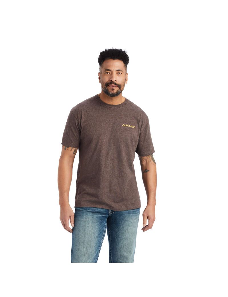 Ariat Bronc Buster T-Shirt Brown Heather | AZOPLB-917