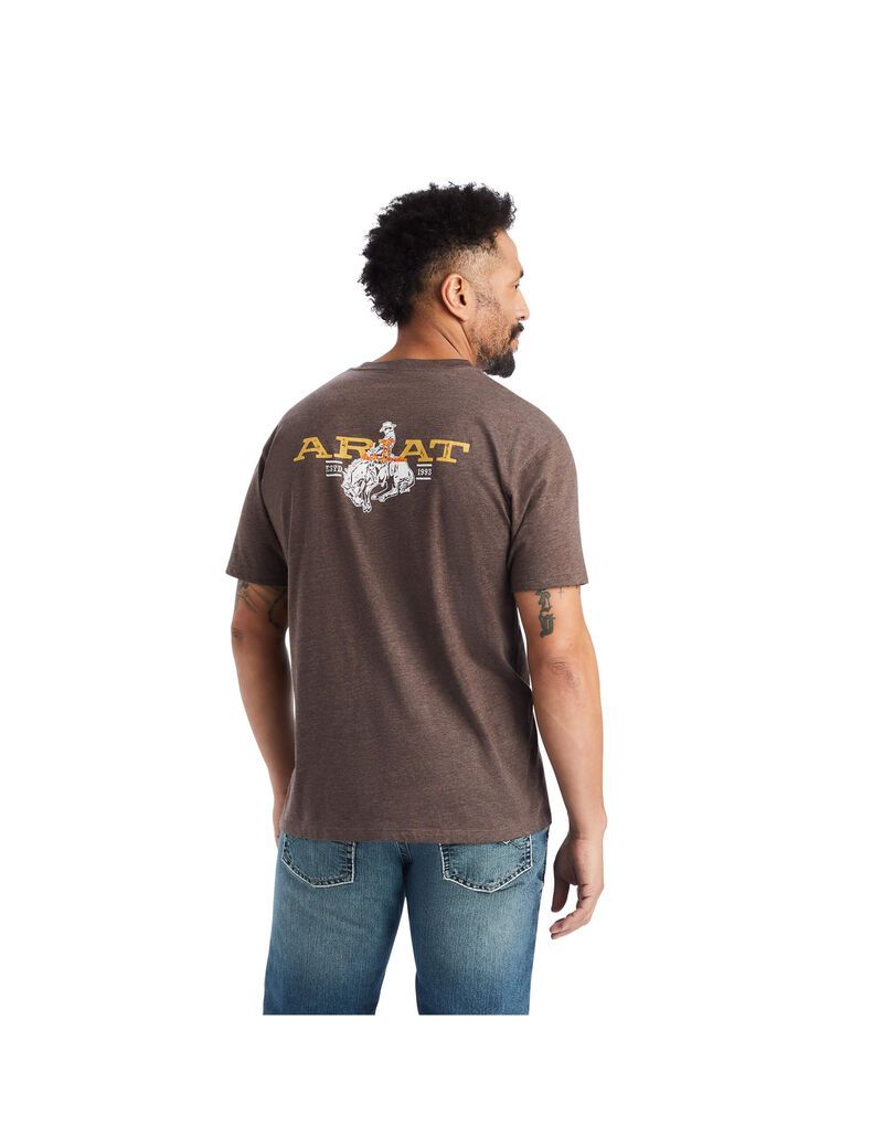 Ariat Bronc Buster T-Shirt Brown Heather | AZOPLB-917