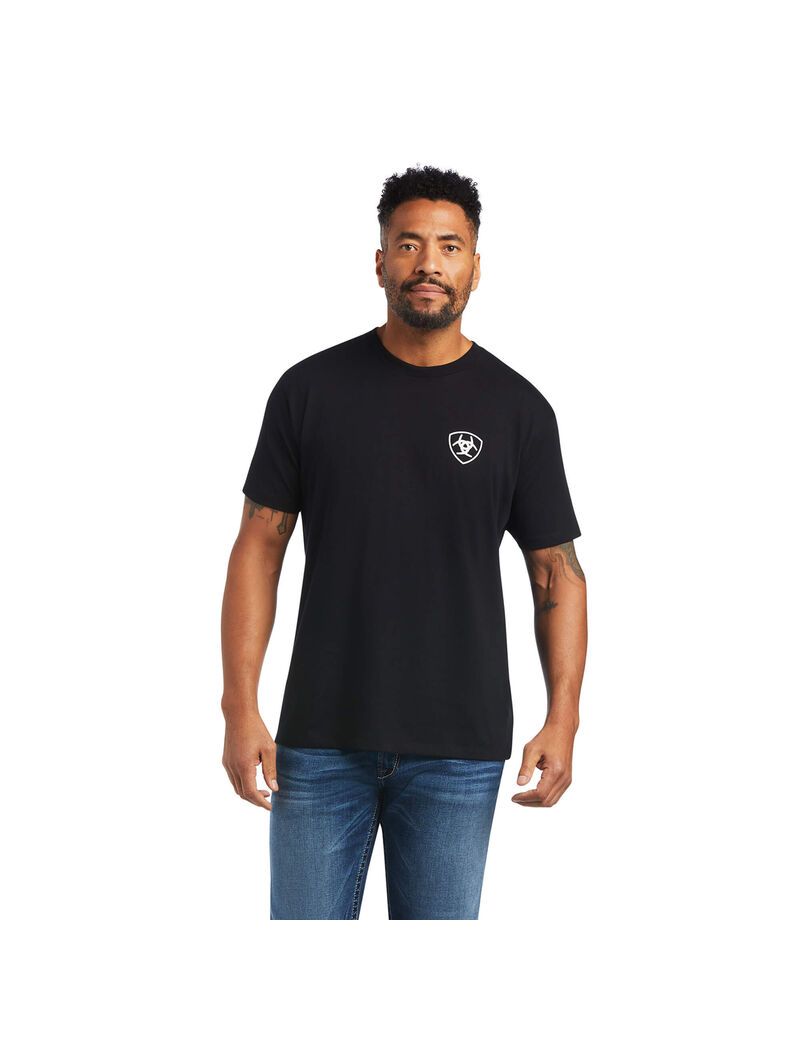 Ariat Buckle Flag T-Shirt Black | WANDTP-078