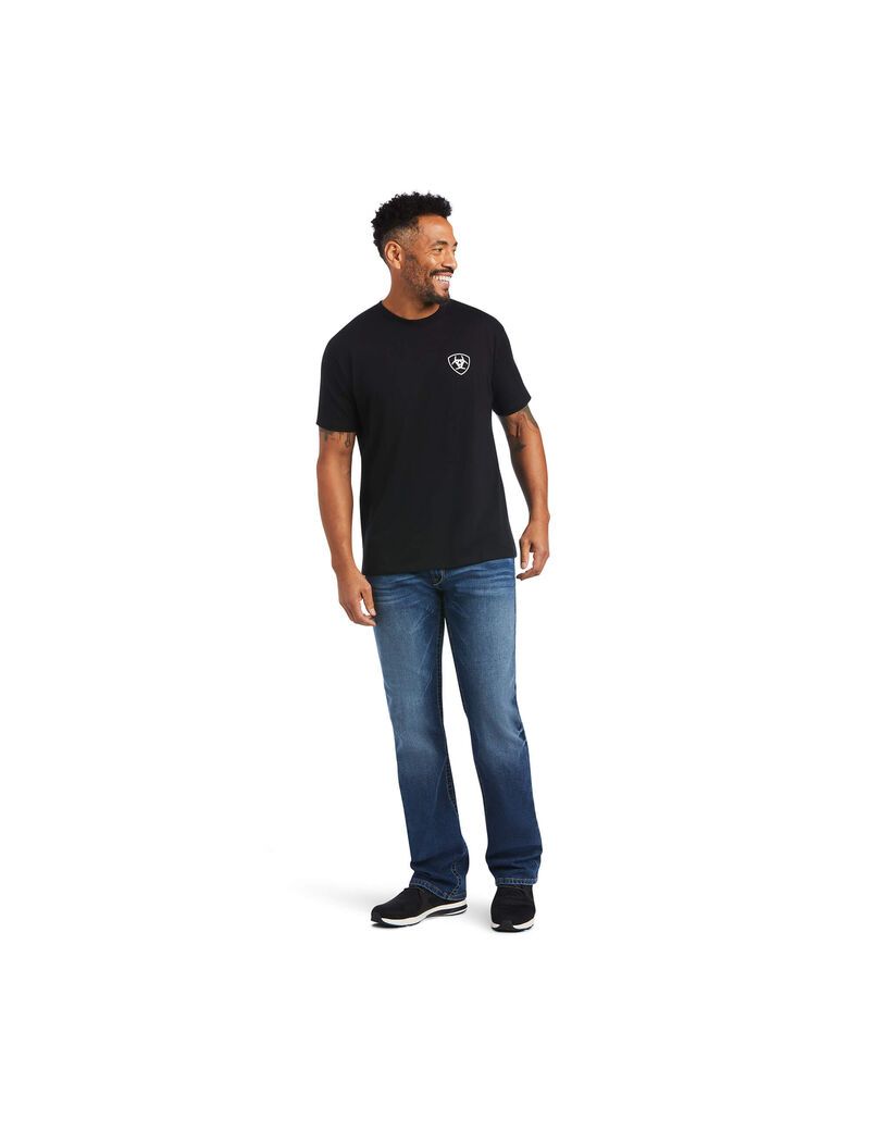 Ariat Buckle Flag T-Shirt Black | WANDTP-078