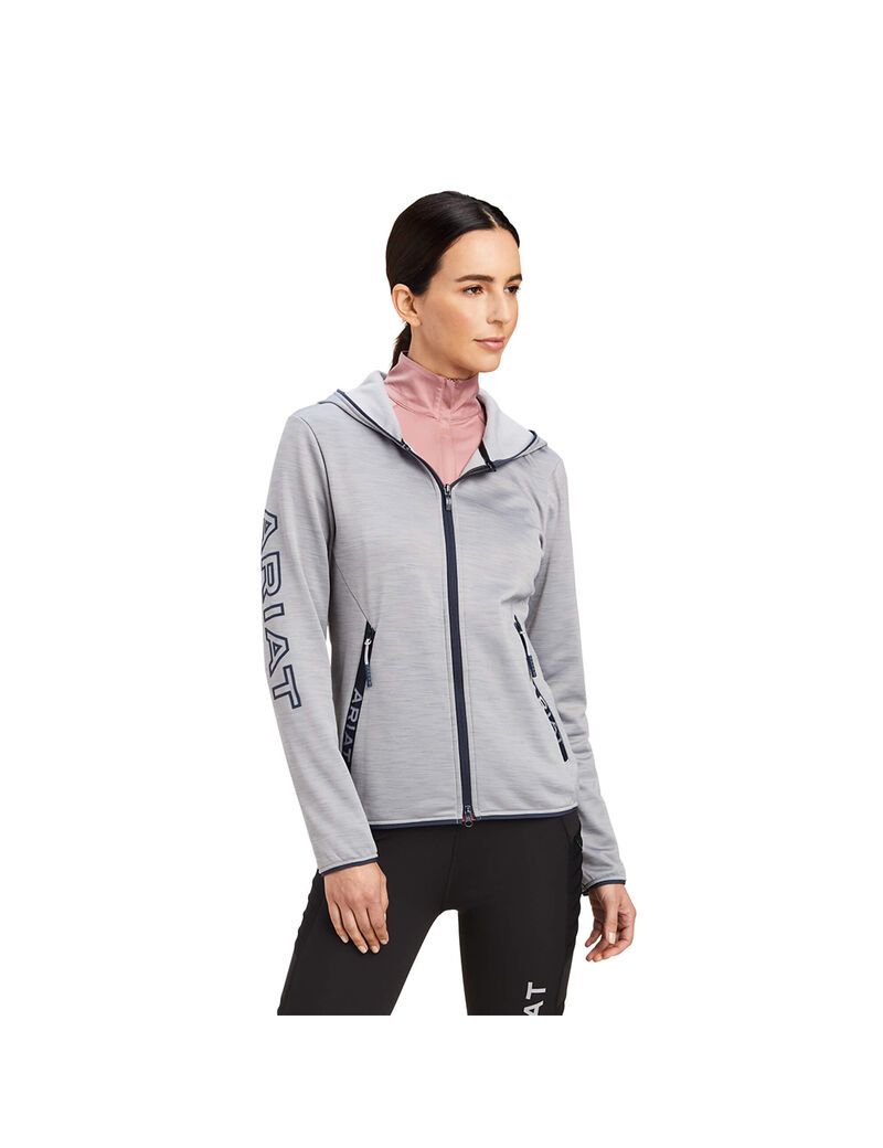 Ariat Byron Full Zip Hoodie Heather Grey | TSPWQH-356