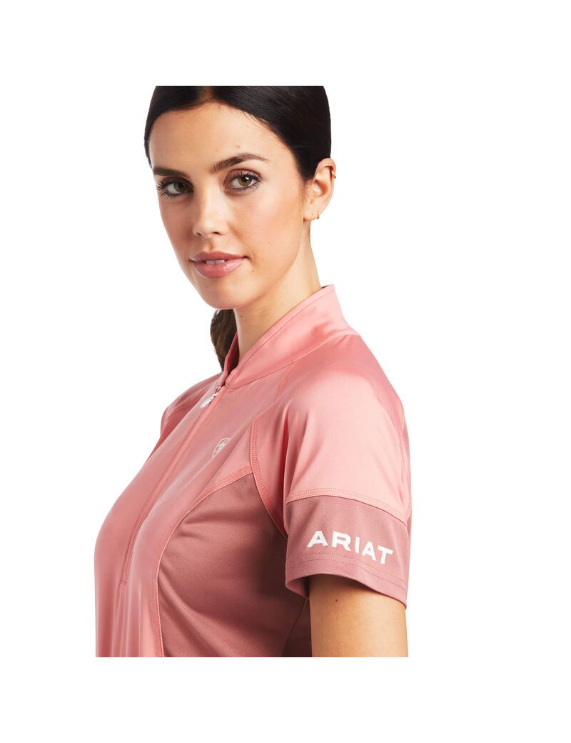 Ariat Cambria Jersey 1/4 Zip Baselayer Peach Blossom/Antique Rubia | VHMKLC-324