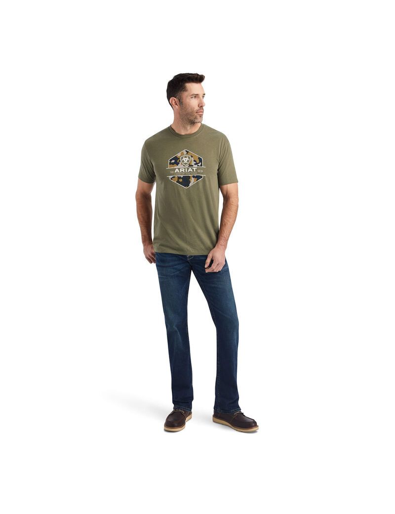 Ariat Camo Badge T-Shirt Military Heather | CUPYTX-625