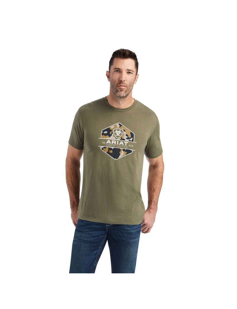 Ariat Camo Badge T-Shirt Military Heather | CUPYTX-625