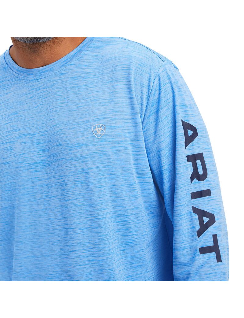 Ariat Charger Logo T-Shirt Aegean Blue | WAREDB-619