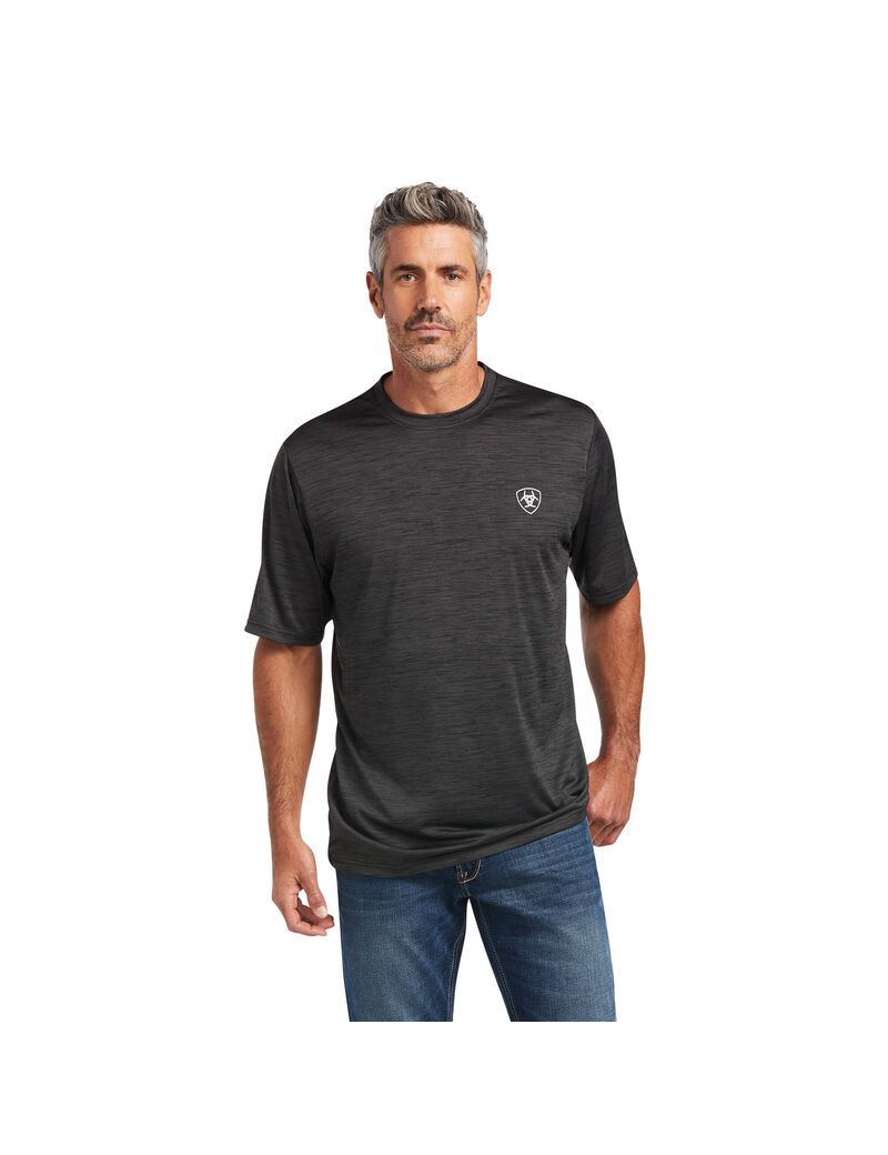 Ariat Charger Vertical Flag Tee Charcoal | IYWHFR-945