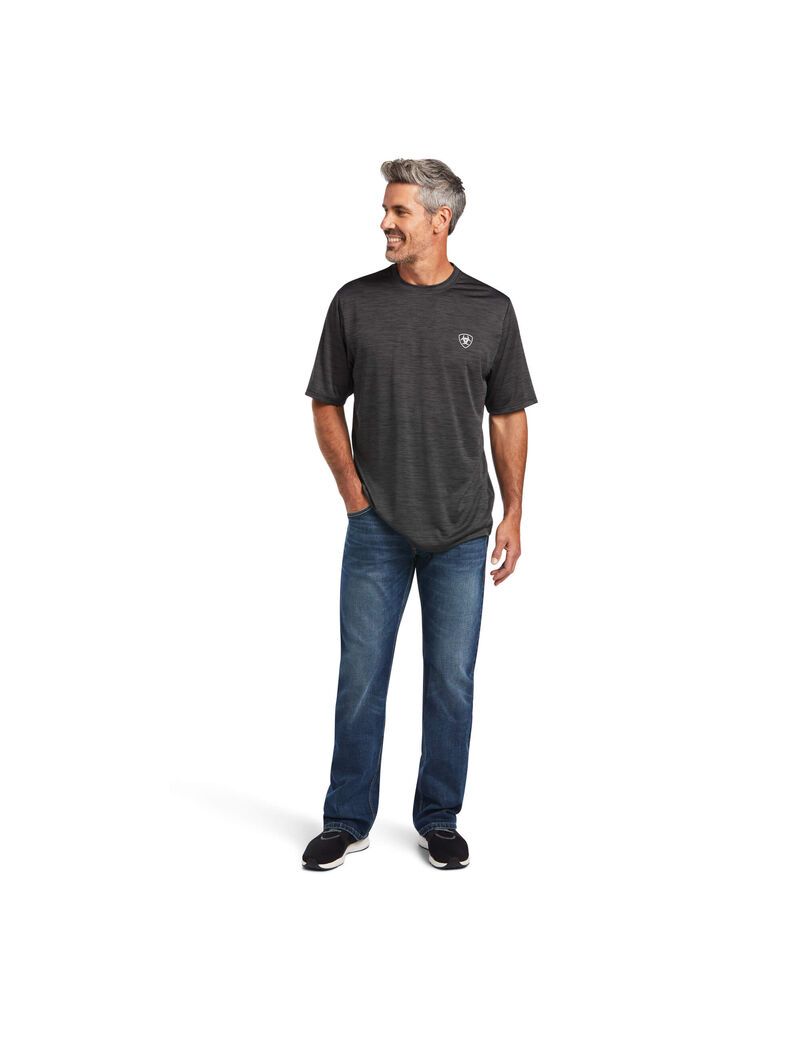 Ariat Charger Vertical Flag Tee Charcoal | IYWHFR-945