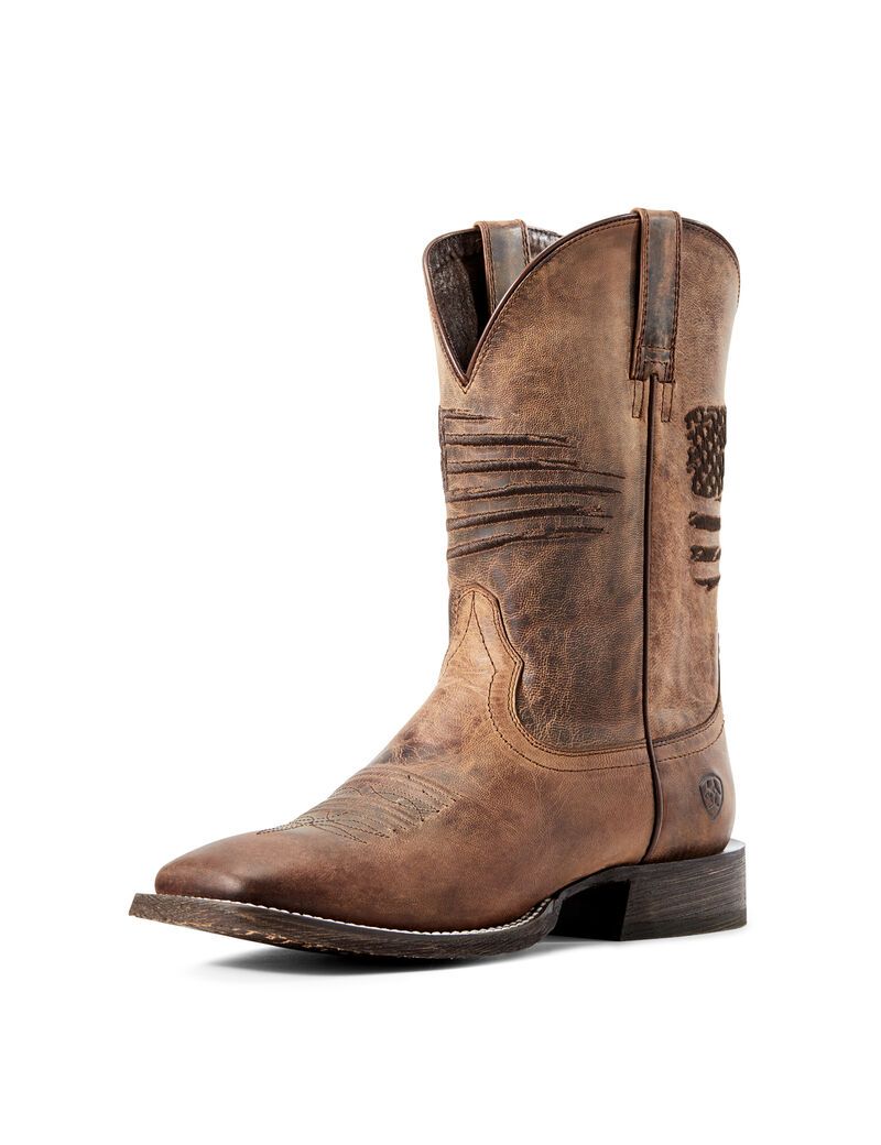 Ariat Circuit Patriot Western Boot Weathered Tan | LWMQYD-285