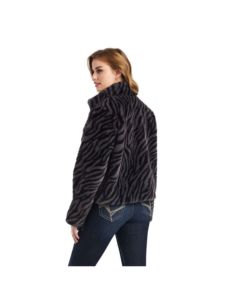 Ariat City Girl Faux Fur Jacket Black | KDQXAI-784