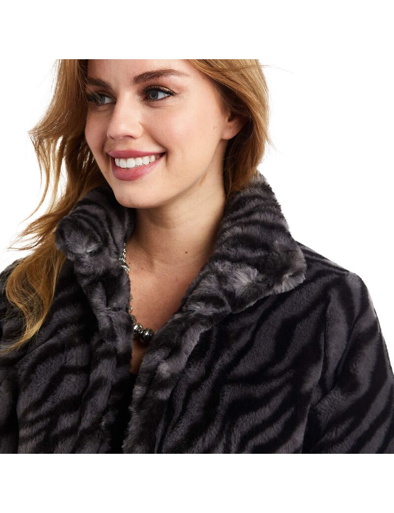 Ariat City Girl Faux Fur Jacket Black | KDQXAI-784