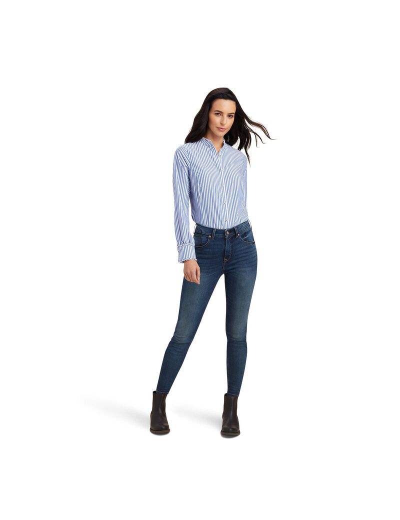 Ariat Clarion Blouse Sky Pinstripe | SKQACN-319