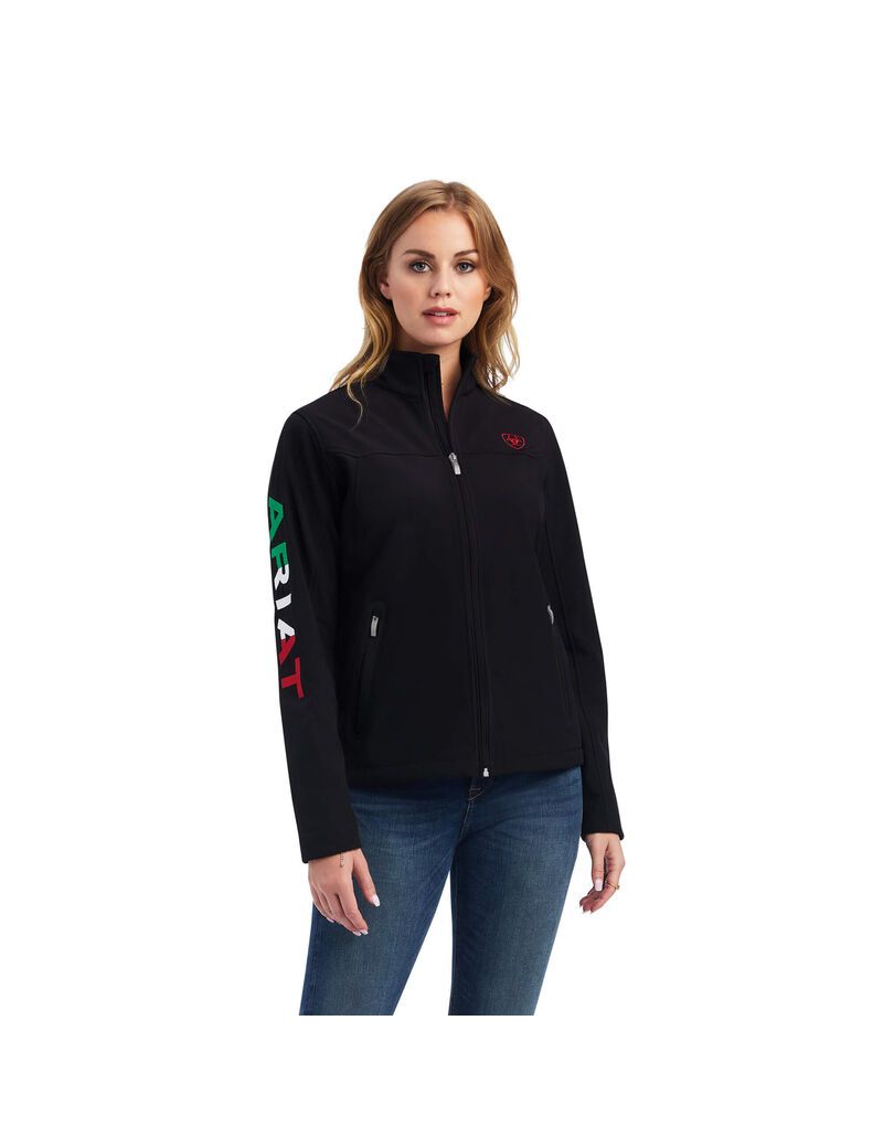 Ariat Classic Team Softshell Brand Jacket Mex Black | OGKXBM-927