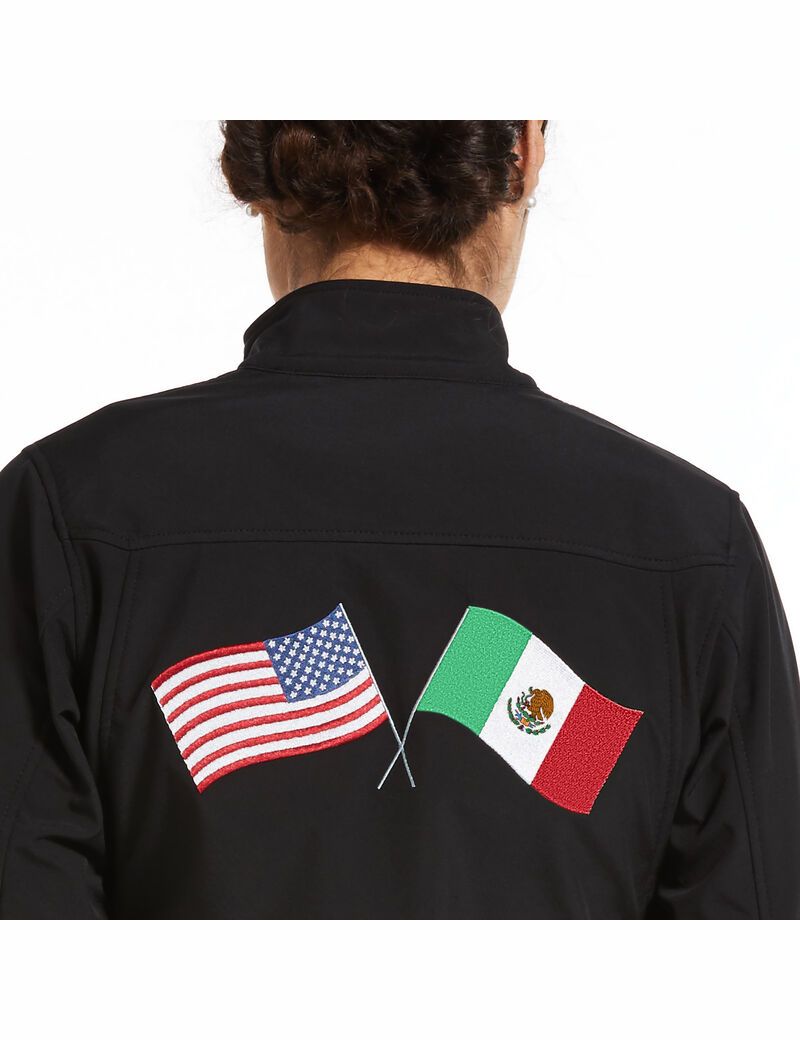 Ariat Classic Team USA/MEX Softshell Jacket Black | SCNOBV-029