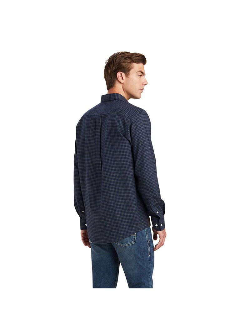 Ariat Clement Shirt Navy Tattersall | GKHPLN-079