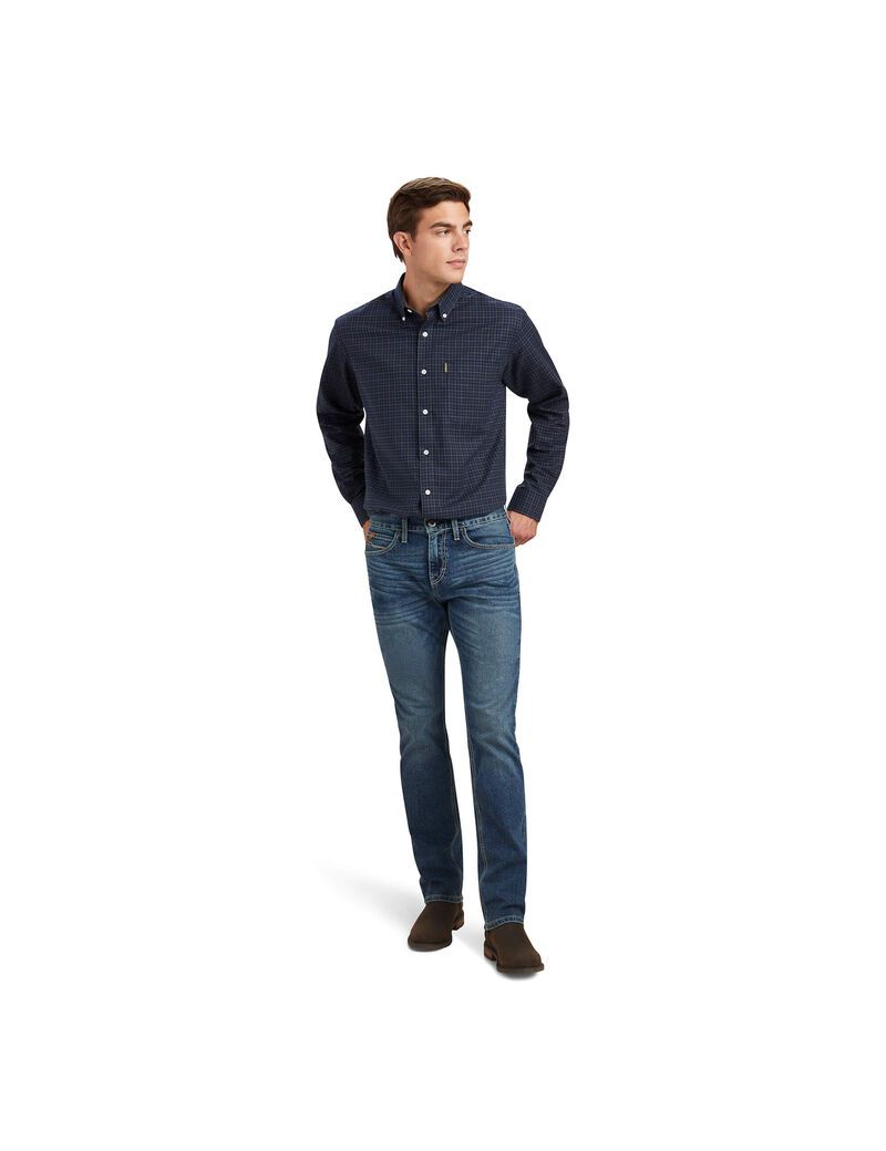 Ariat Clement Shirt Navy Tattersall | GKHPLN-079