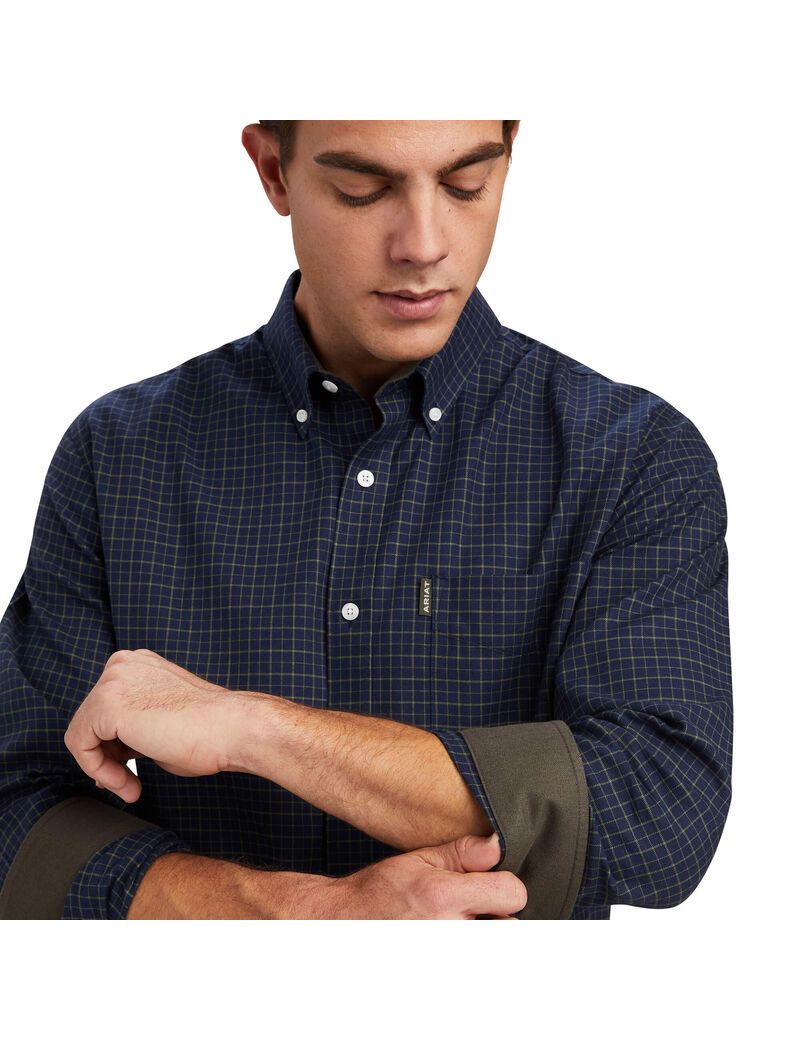 Ariat Clement Shirt Navy Tattersall | GKHPLN-079