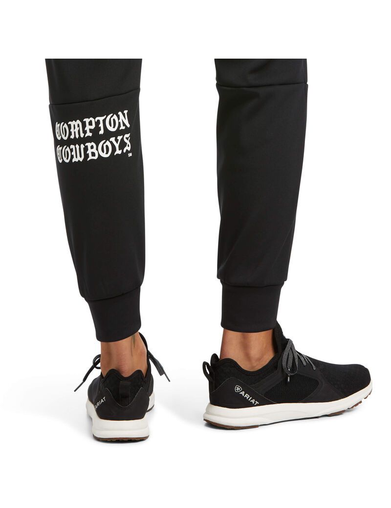 Ariat Compton Cowboys Jogger Sweatpants Black | KJNCAY-804