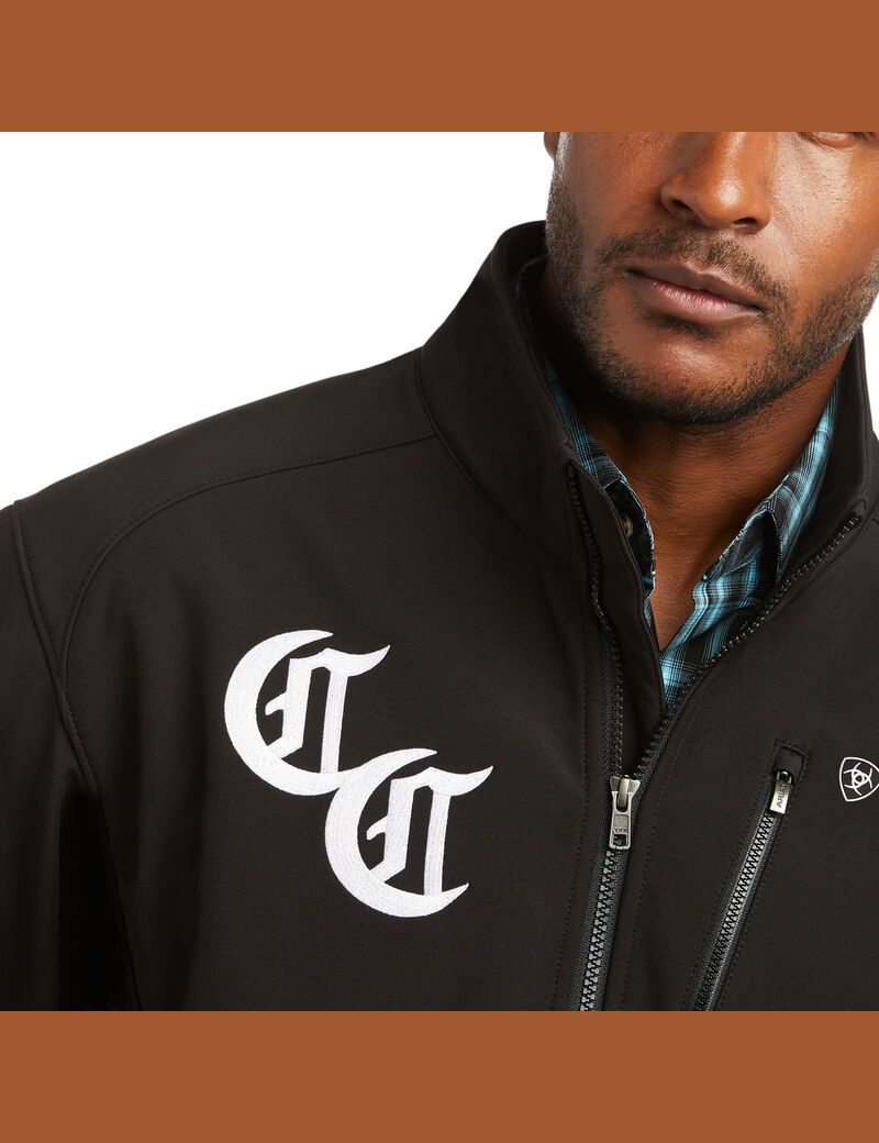 Ariat Compton Cowboys Logo 2.0 Softshell Jacket Black | RFBMVJ-856