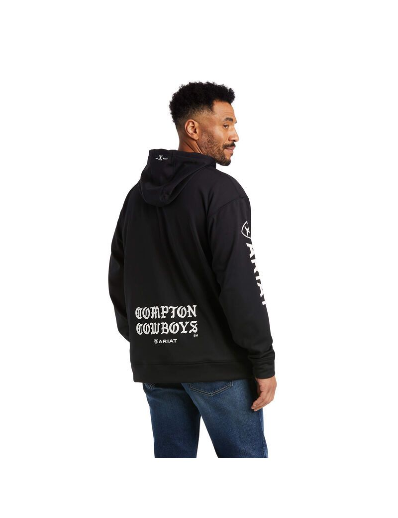 Ariat Compton Cowboys Tek Hoodie Black | VEIHYT-962