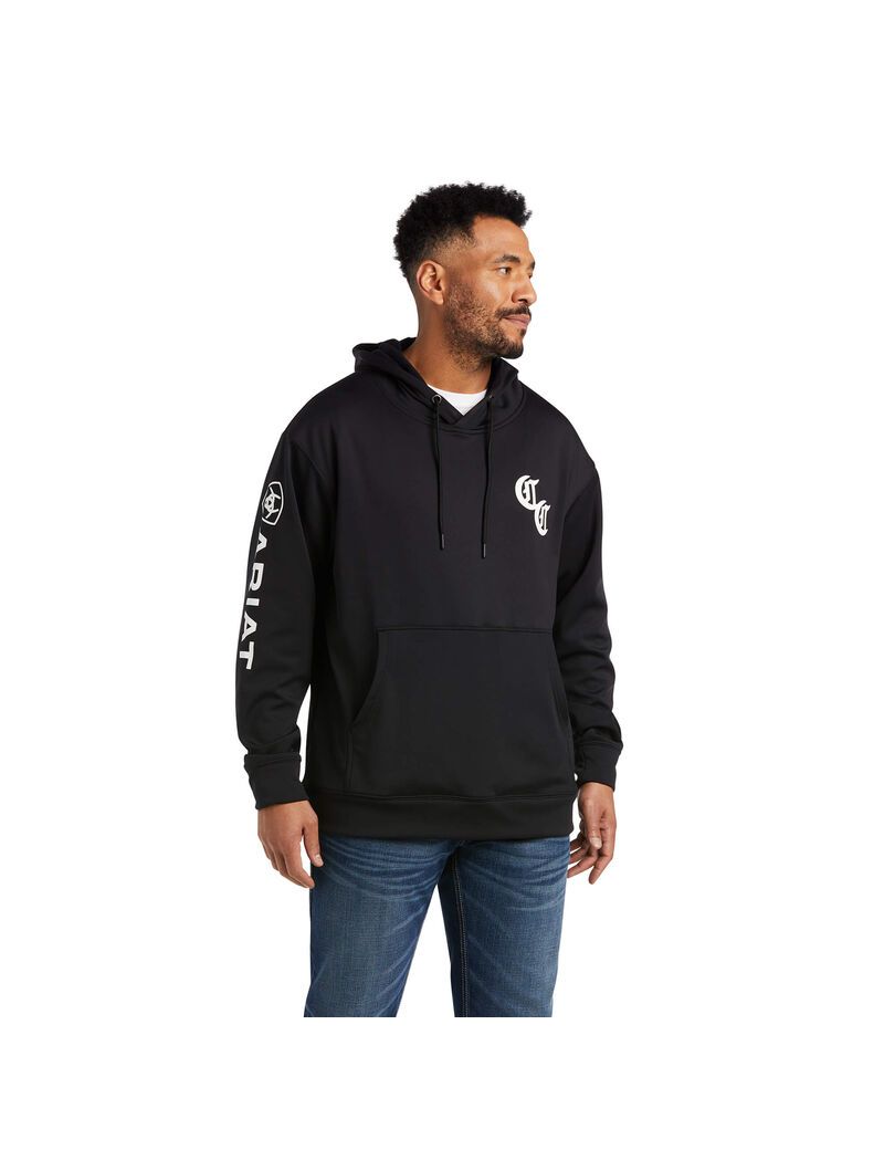 Ariat Compton Cowboys Tek Hoodie Black | VEIHYT-962