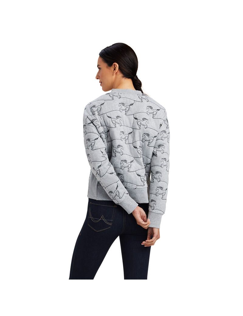 Ariat Contour Equine Crew Sweatshirt Heather Grey | YDCUVI-931