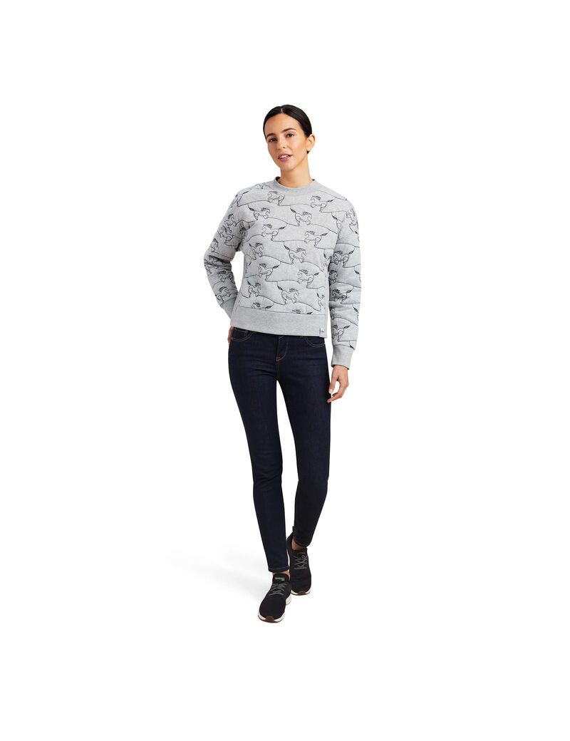 Ariat Contour Equine Crew Sweatshirt Heather Grey | YDCUVI-931