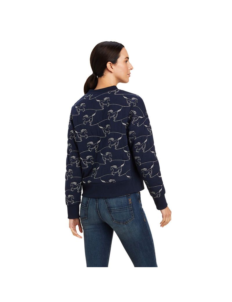 Ariat Contour Equine Crew Sweatshirt Navy Eclipse | ORYUZA-793