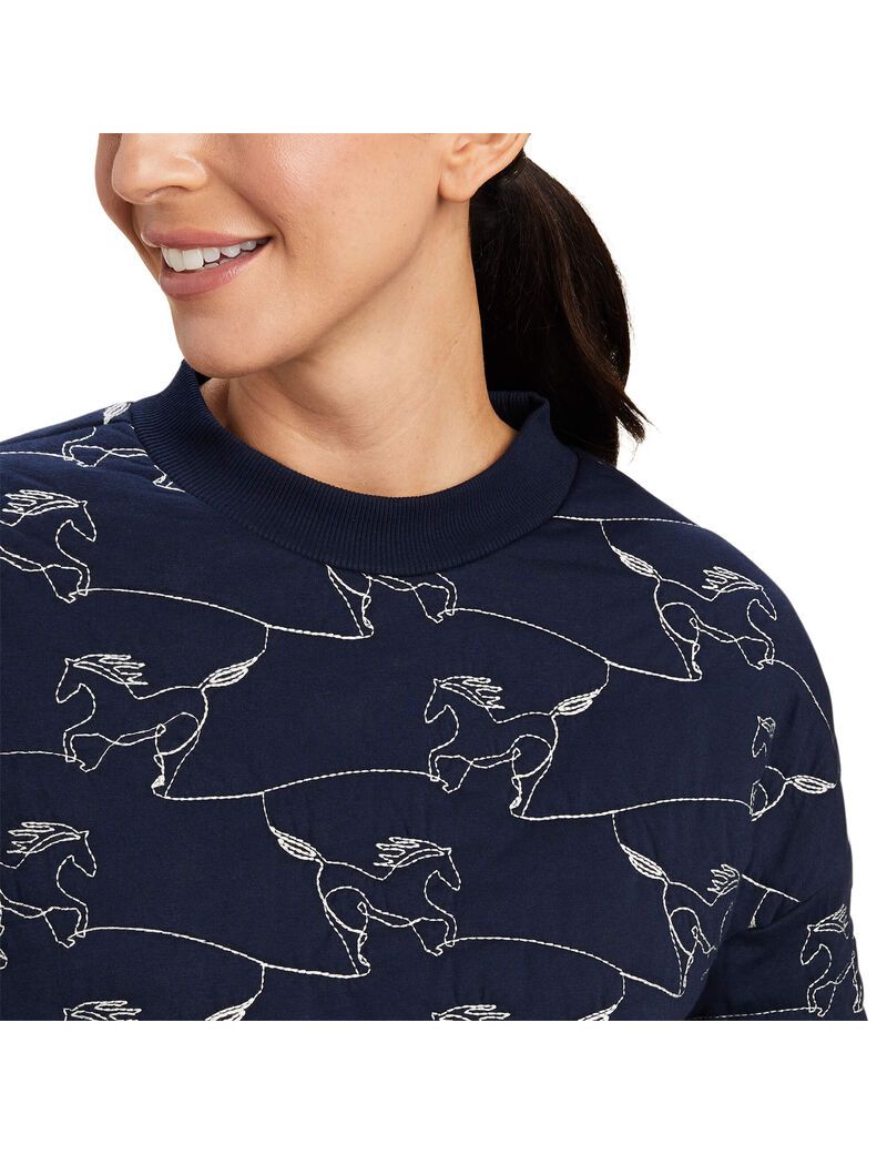 Ariat Contour Equine Crew Sweatshirt Navy Eclipse | ORYUZA-793