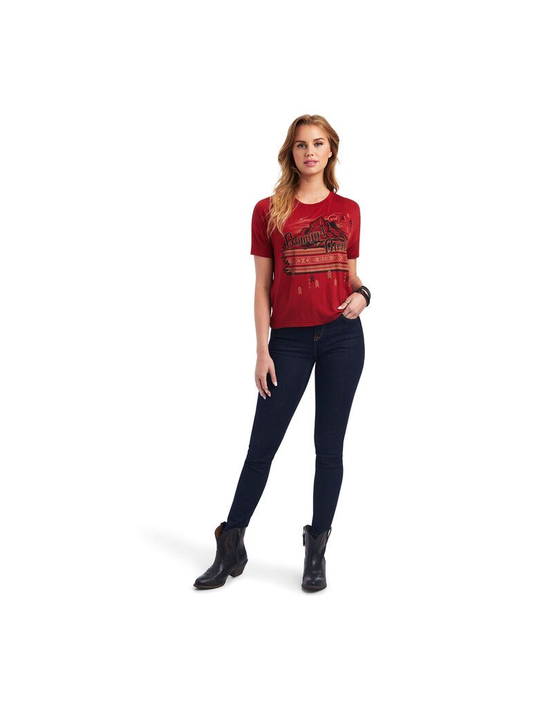 Ariat Cowgirl Canyon Tee Sun-dried Tomato | LTQHFV-089