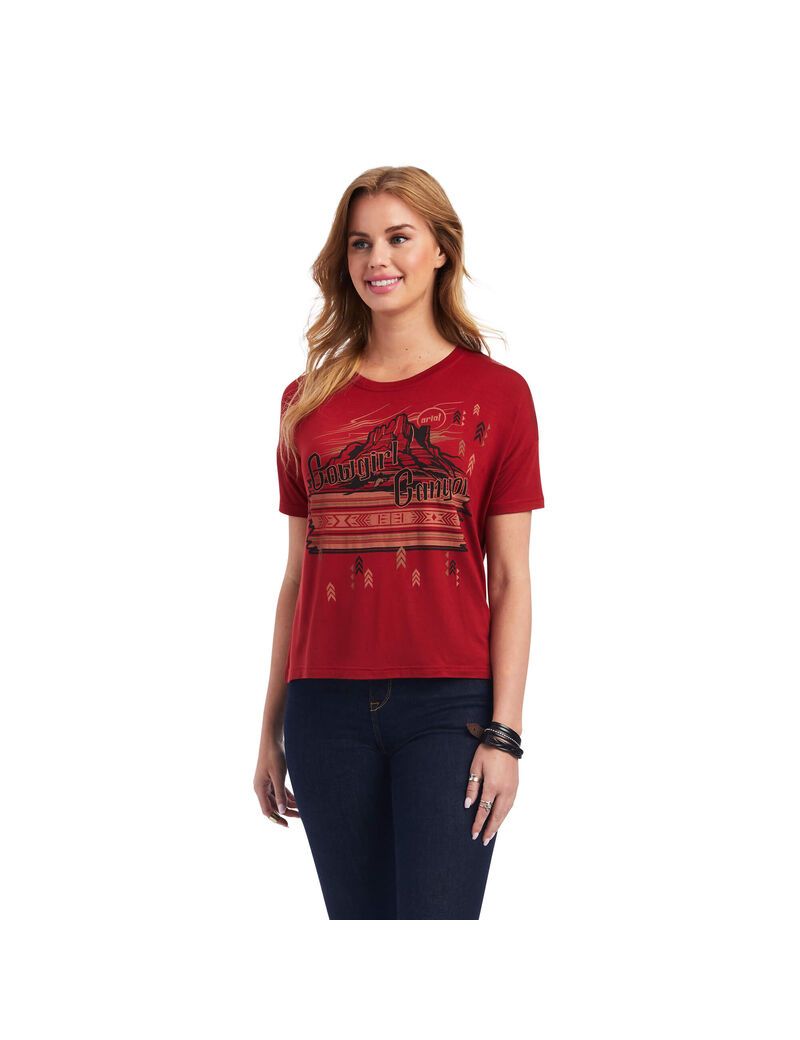 Ariat Cowgirl Canyon Tee Sun-dried Tomato | LTQHFV-089