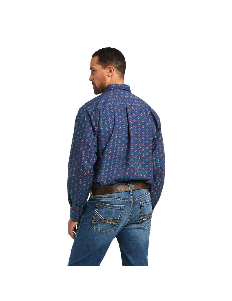 Ariat Damien Classic Fit Shirt Deep Pacific | YTICQB-197