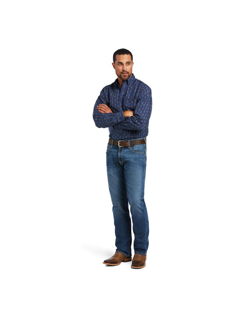 Ariat Damien Classic Fit Shirt Deep Pacific | YTICQB-197