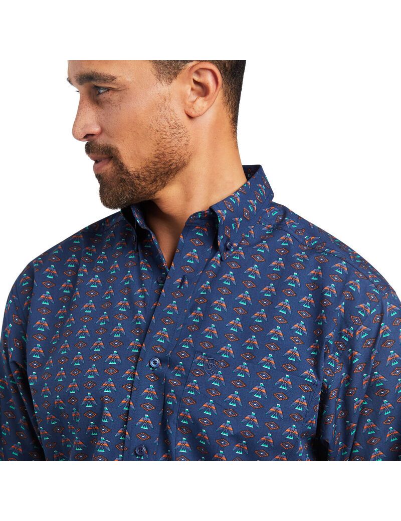 Ariat Damien Classic Fit Shirt Deep Pacific | YTICQB-197