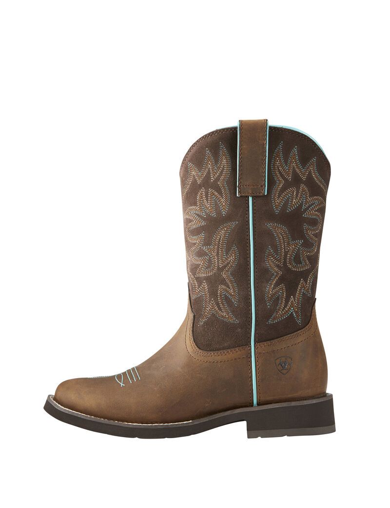 Ariat Delilah Round Toe Western Boot Distressed Brown | ECKNDM-419