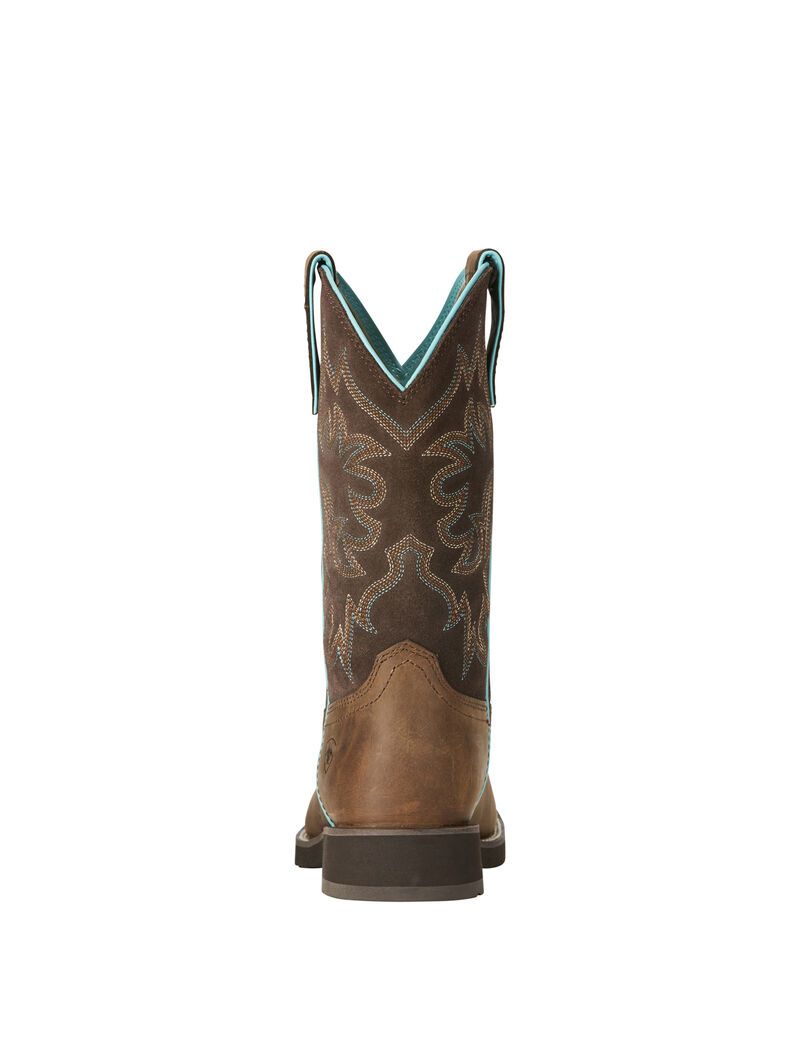 Ariat Delilah Round Toe Western Boot Distressed Brown | ECKNDM-419