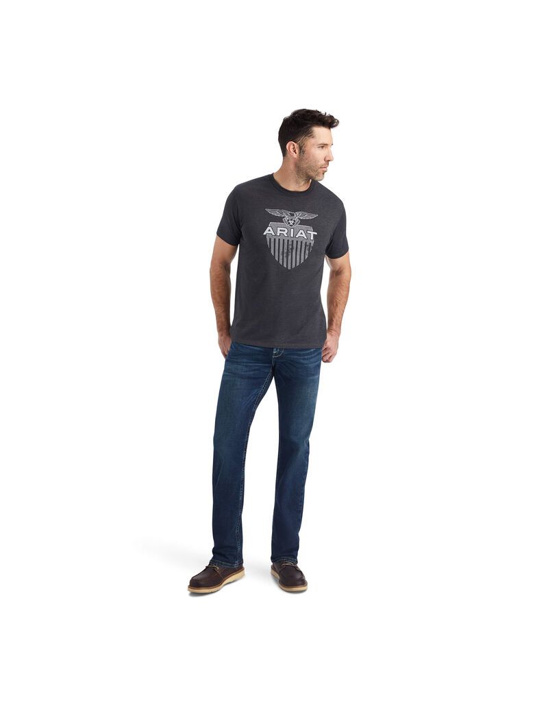 Ariat Diamond Shield T-Shirt Charcoal Heather | QATCUL-619