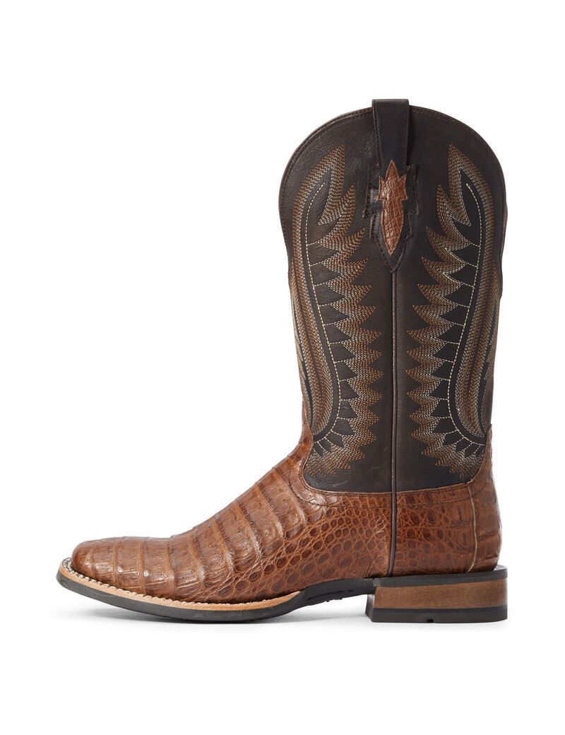 Ariat Double Down Western Boot Caramel Caiman Belly | AUWOXE-832