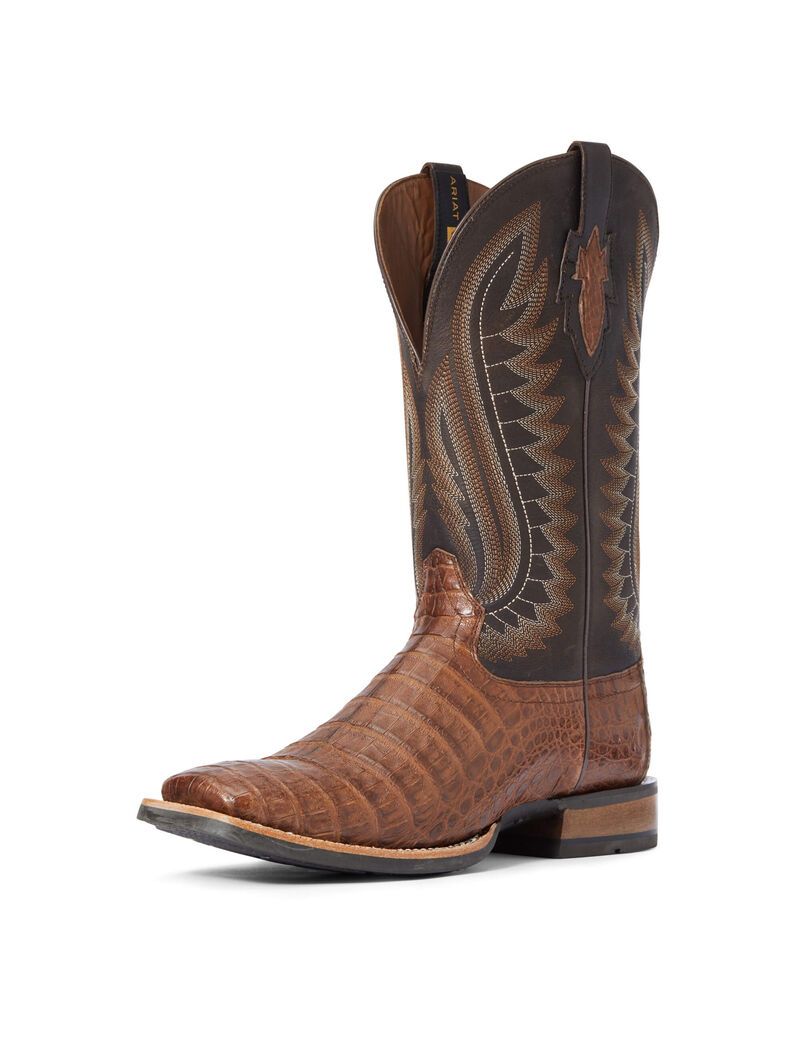 Ariat Double Down Western Boot Caramel Caiman Belly | AUWOXE-832