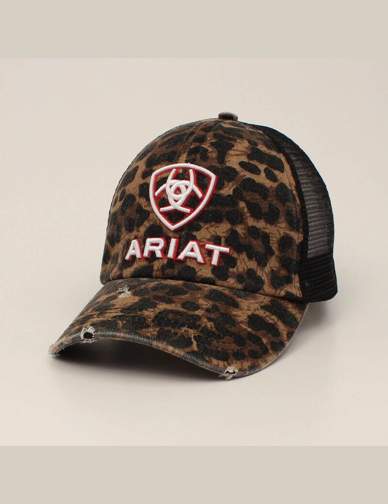 Ariat Embossed logo cheetah print cap Black | JHMWIX-824