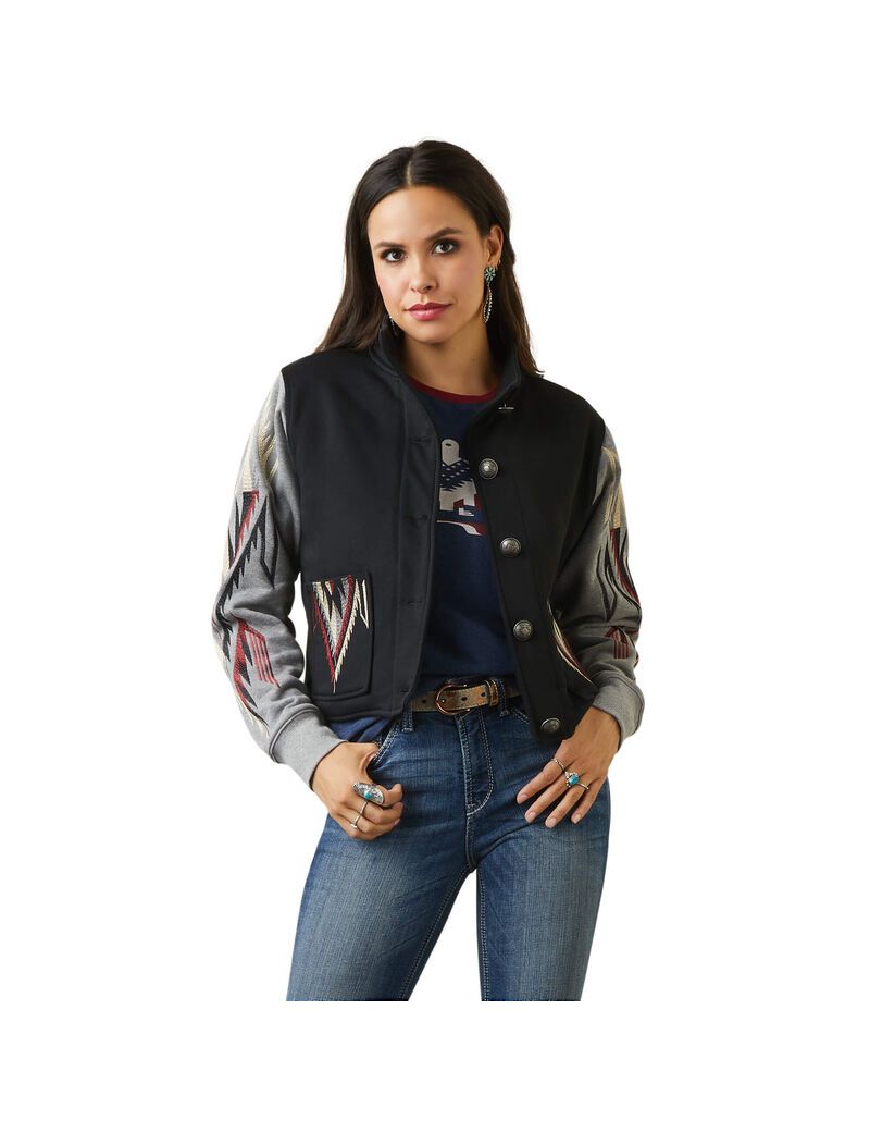 Ariat Embroidered Chimayo Jacket Black/Grey | SPUZLJ-674