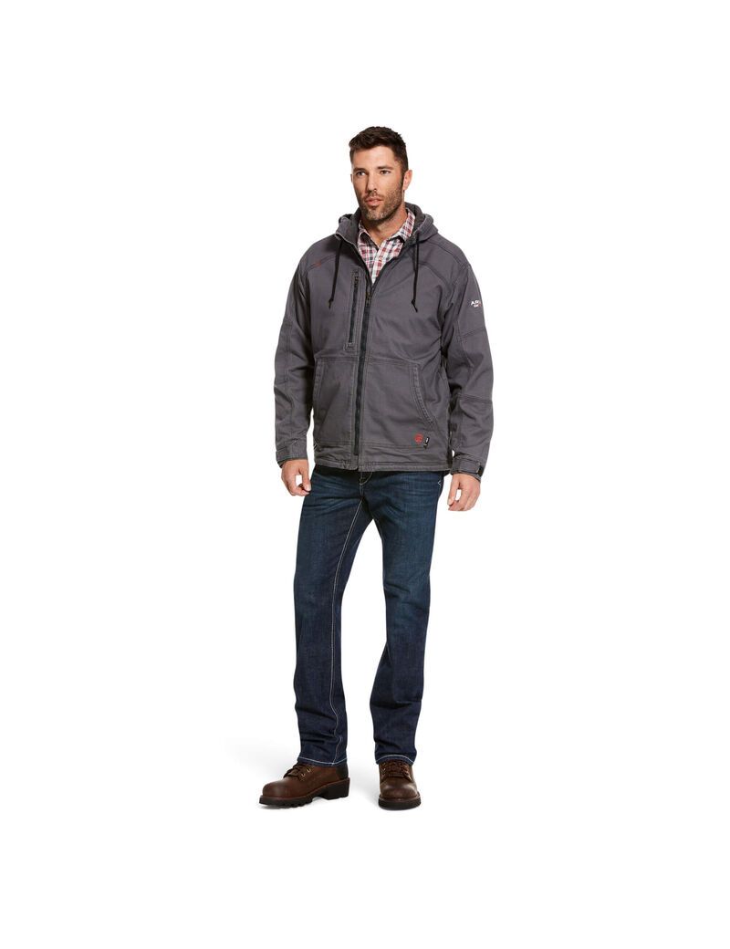 Ariat FR DuraLight Stretch Canvas Jacket Iron Gray | OEIXVK-489