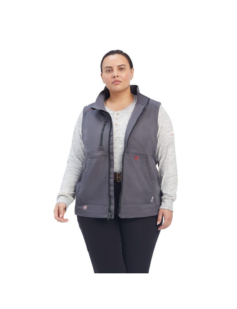 Ariat FR DuraLight Stretch Canvas Vest Iron Grey | DGSXBW-401