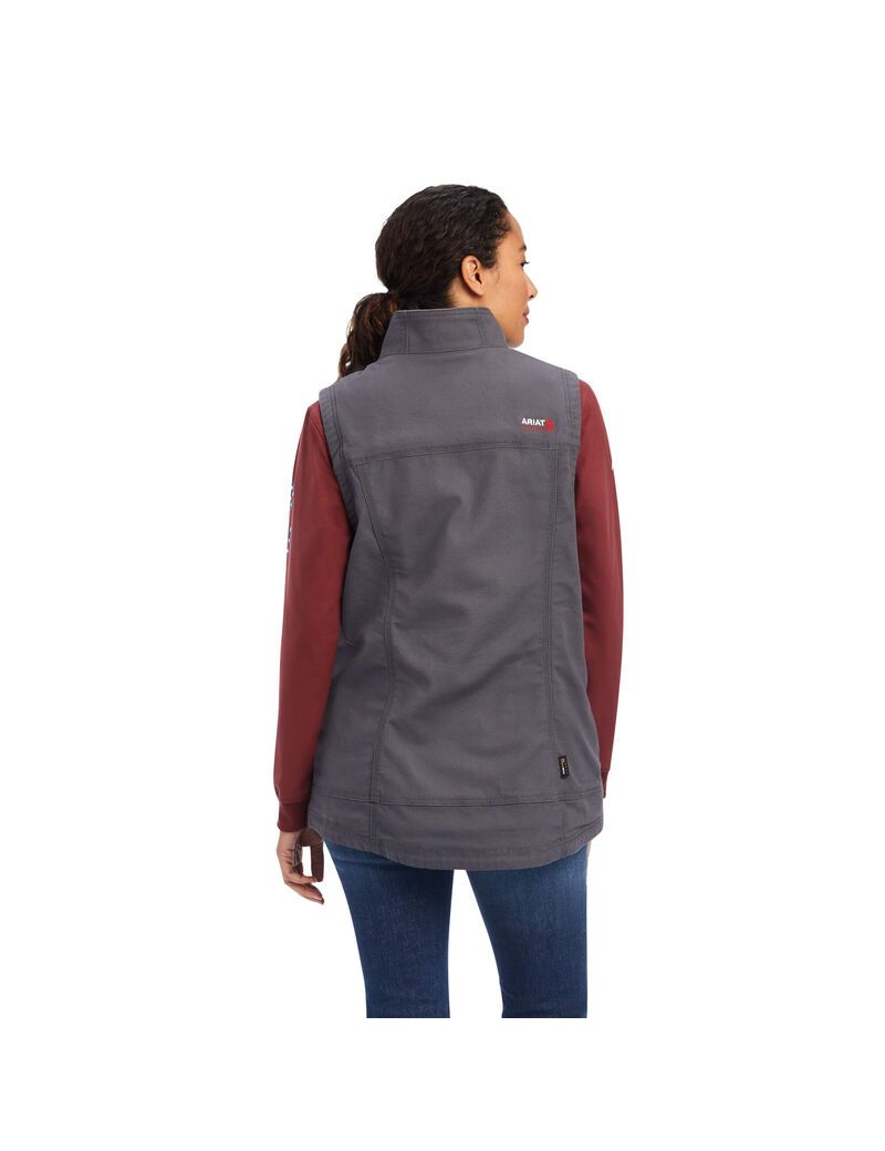 Ariat FR DuraLight Stretch Canvas Vest Iron Grey | DGSXBW-401