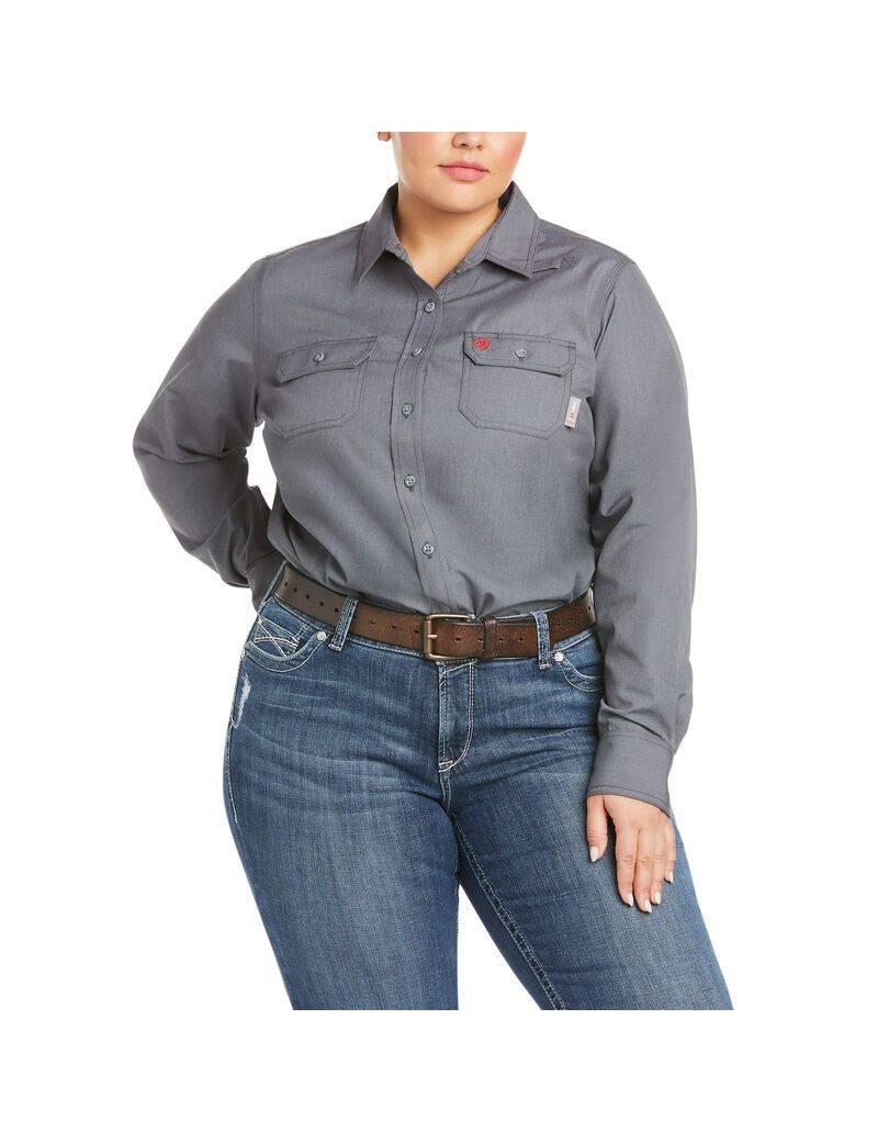 Ariat FR Featherlight Work Shirt Gunmetal | CJETAS-075